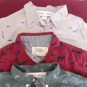 Three button down short sleeve shirts, size S (6-7)